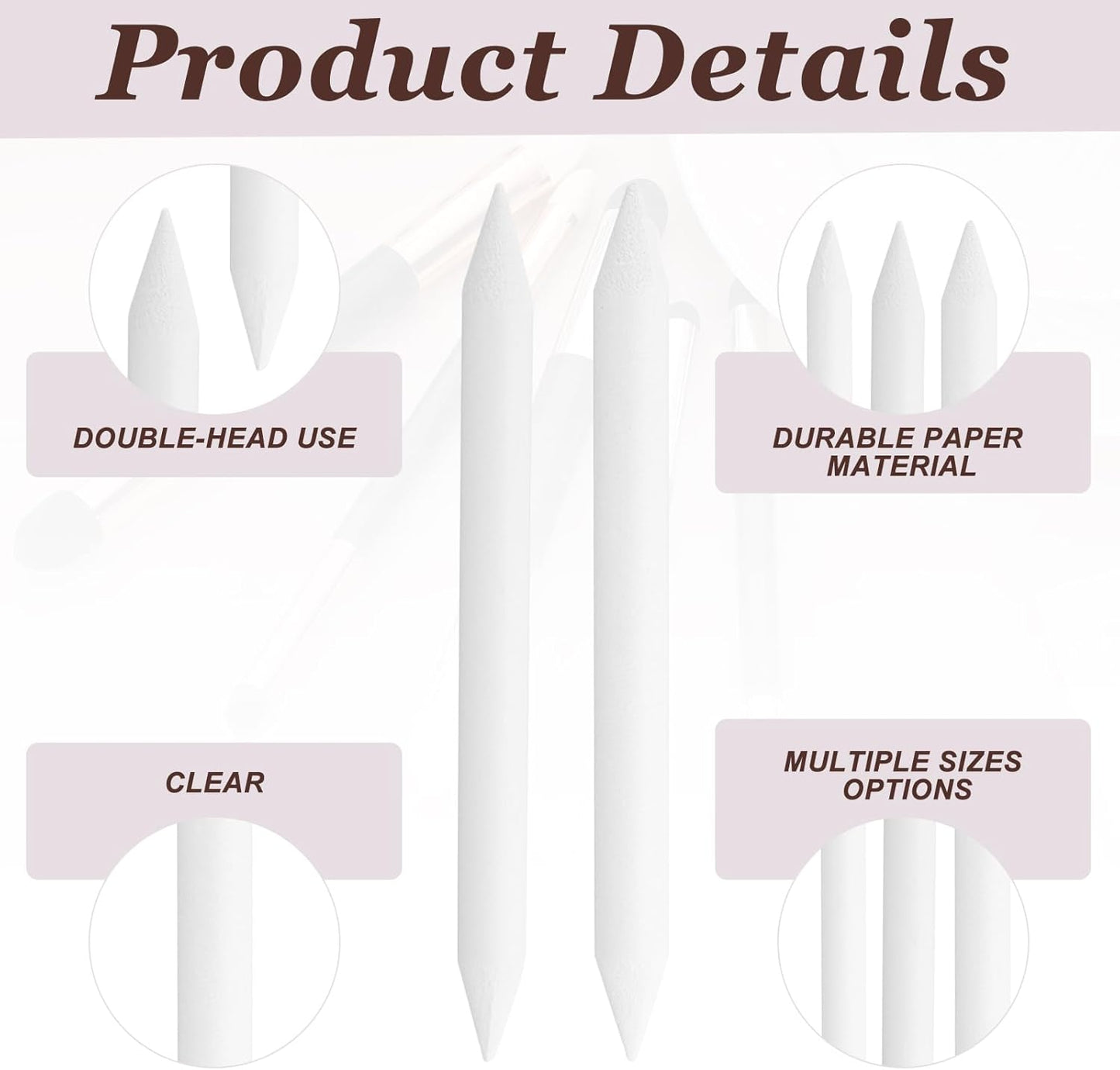 MECCANIXITY Blending Stumps for Drawing, Tortillions Paper Art Blenders Sticks Pencils Sketch Drawing Tools for Artist Charcoal Sketch Shading Oil Pastel (White, Pack of 3)