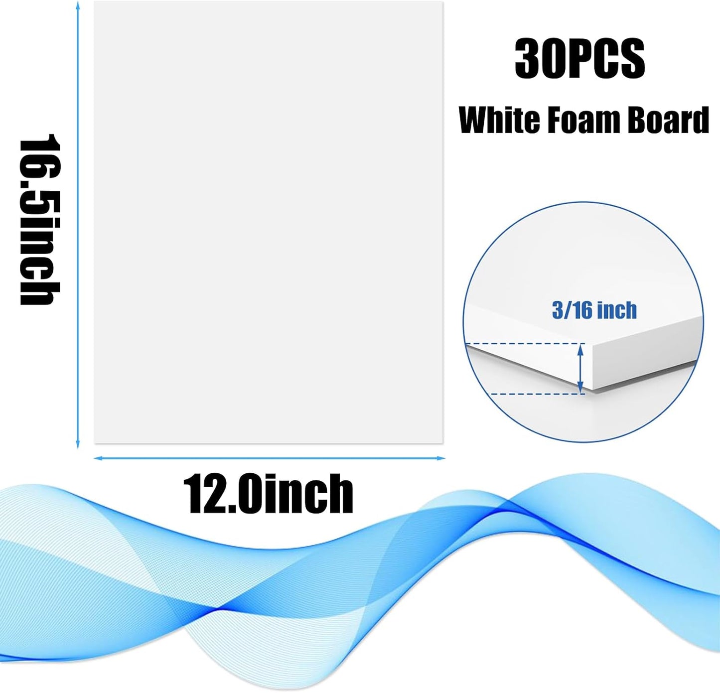 30 Pack White Foam Board 12" x 16.5", 3/16" Foam Core Baking Board for Projects, A3 Polystyrene Mat Board Poster Foam Board Sheets for Art Crafts, Presentation, Wedding, School Projects