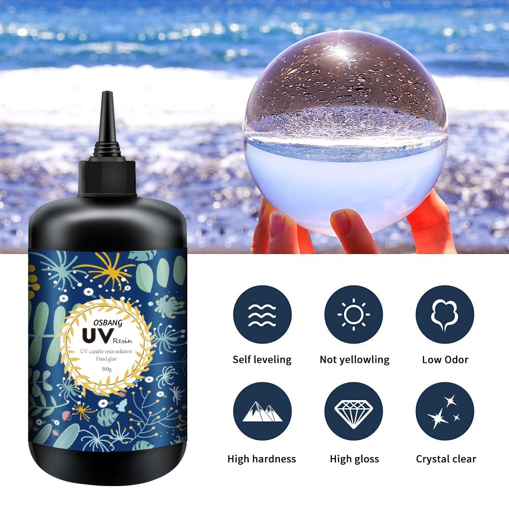 Crystal Clear Hard UV Resin Upgraded Formula Ultraviolet Fast Curing for Jewelry Making Craft Decoration, Hard Transparent Glue Solar Cure Sunlight Activated Resin (1500g)