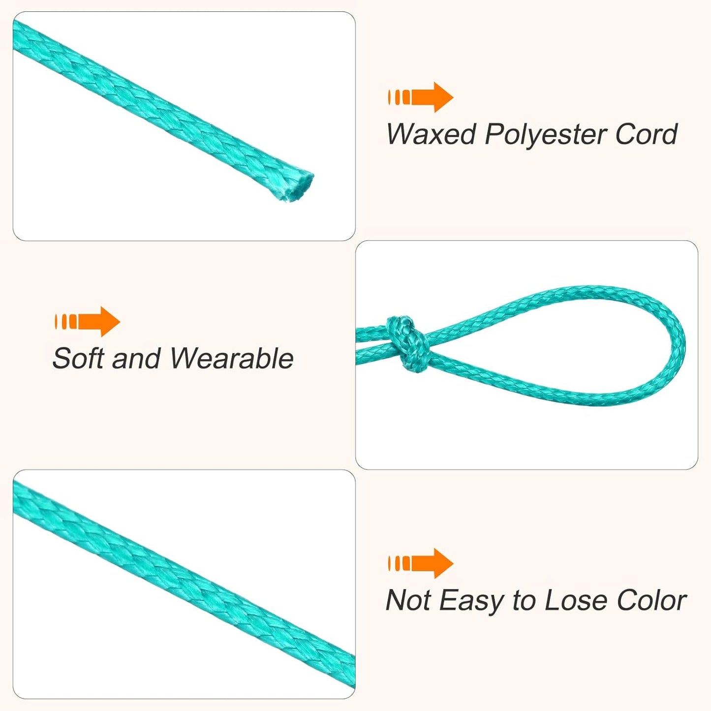 MECCANIXITY Waxed Cord 1.5mm Waxed Thread 87 Yard Wax String Leather Cord for Bracelet Making, Necklaces, Beading, Jewelry Making and DIY Crafts(Light Green)