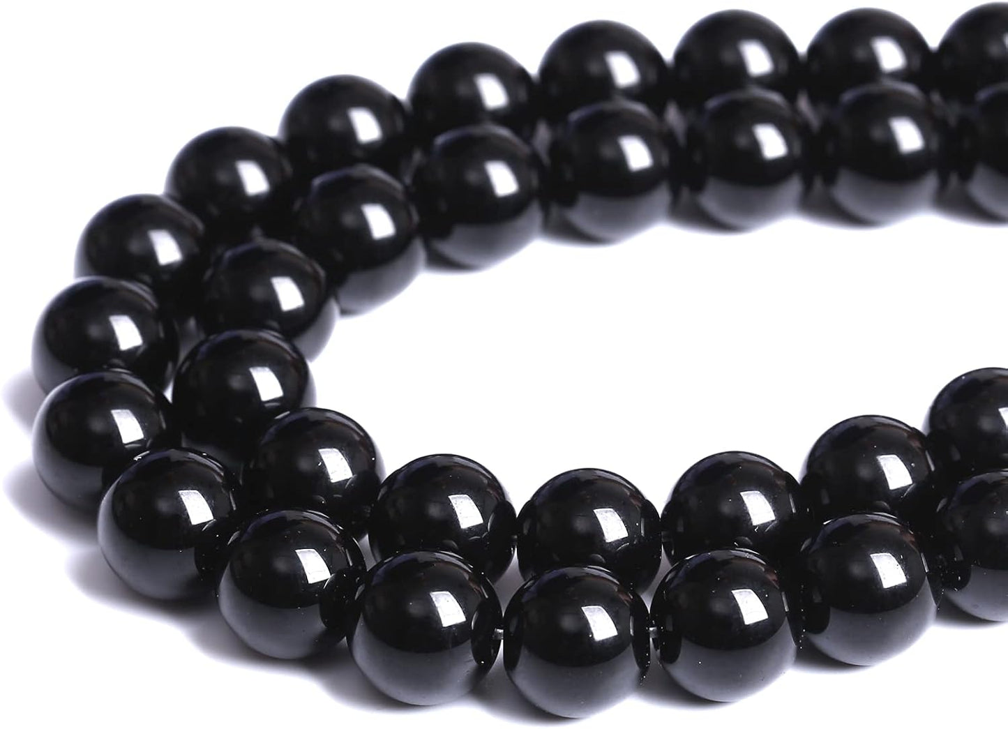 10mm 80pcs Natural Black Agates Onyx Stone Beads Smooth Round Loose Spacer Beads for Jewelry Making DIY Bracelets 32" 2 Strands