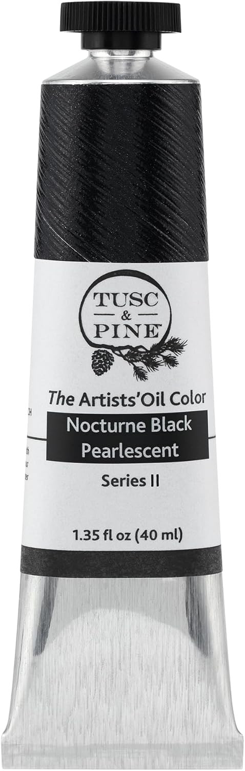 Tusc & Pine Artist Oil Paint - Nocturne Black Pearlescent, 40 ml, Non-Yellowing, Rich & Creamy Consistency, Maximum Pigment Load, Small Batch Milled Oil Paints Made in the USA for Professional Artists