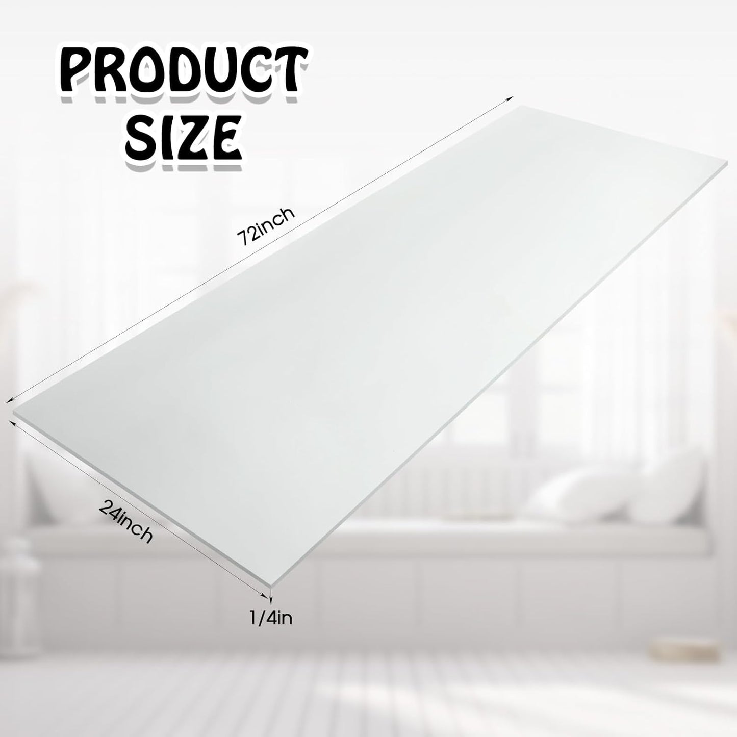 Amylove Polyurethane Foam 24" x 72" High Density Cushion Upholstery Foam Sheet for Seat Replacement DIY Projects Chairs Headboards Sofas Home(1/4" X 24" X 72",White)