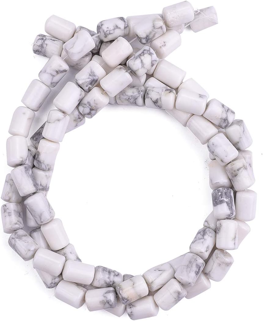 Natural White Howlite Cylinder Stone Loose Semi Gemstone Beads for Jewelry Making 10mmx14mm 38cm