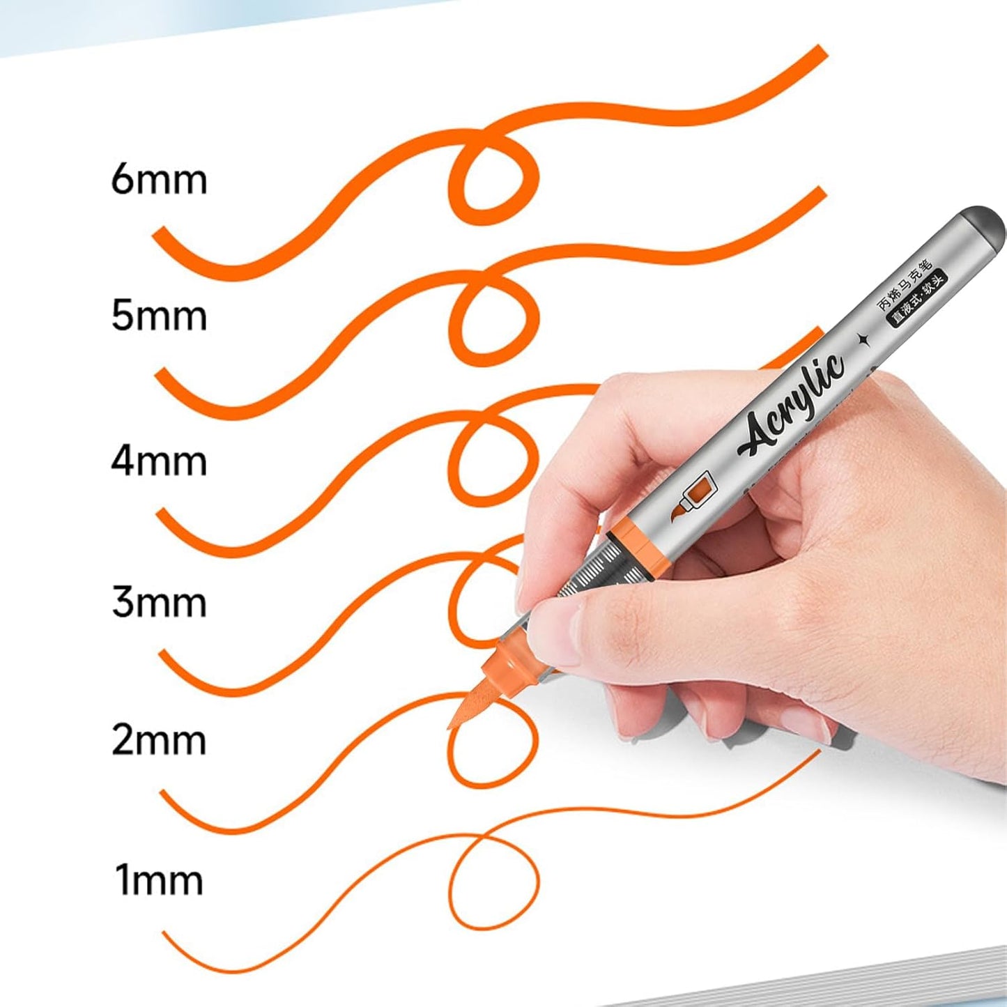 Yellow Orange Acrylic Paint Pens,12 Color Paint Pens Markers,Brush Tip Paint Pens for Rock Painting Wood Glass Ceramic Canvas Stone DIY Crafts Making Art Supplies