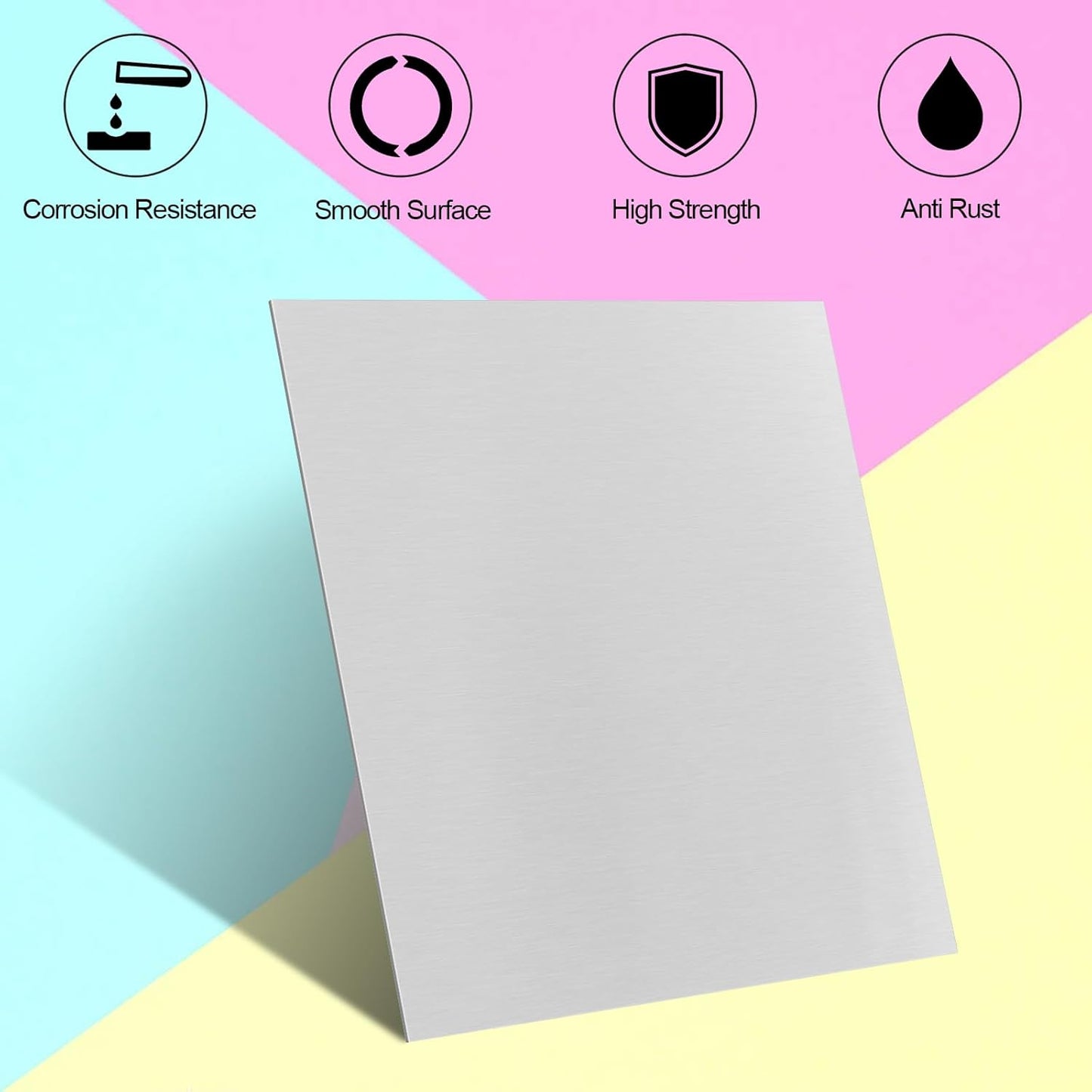 430 Stainless Steel Sheet Metal 12" x 12" x 1/16" Inch Metal Plates for Magnetic Mount Board Wall 16GA(1.70MM) 430 Stainless Steel Shim Stock Plates Metal Sheets for Crafting, Kitchen, Office