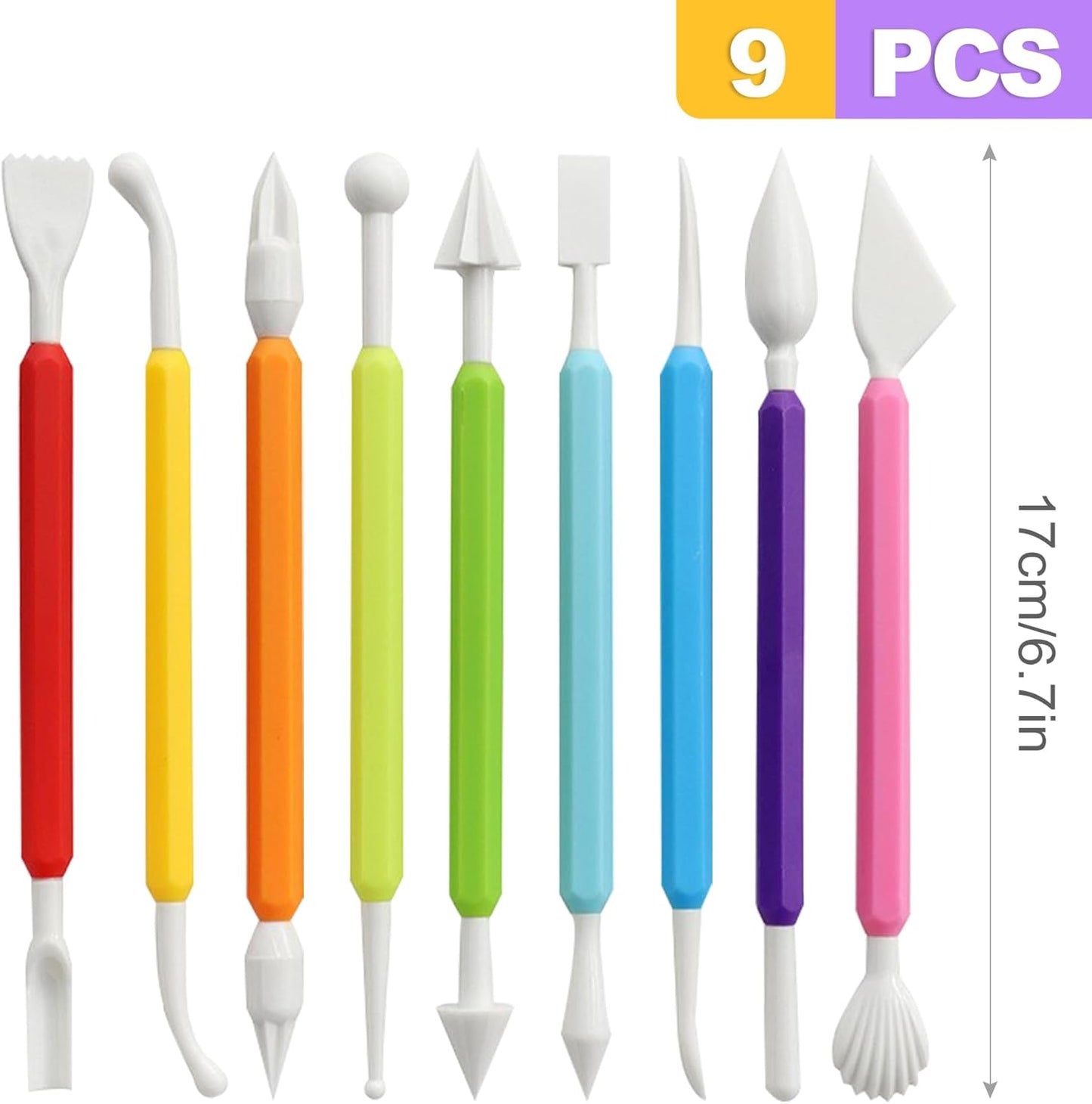 ZeriLion 9 Pcs Clay Sculpting Tools Set for Adults, Double-Ended Pottery Carving and Modeling Tools for Professional Air Dry and Polymer Clay Crafting