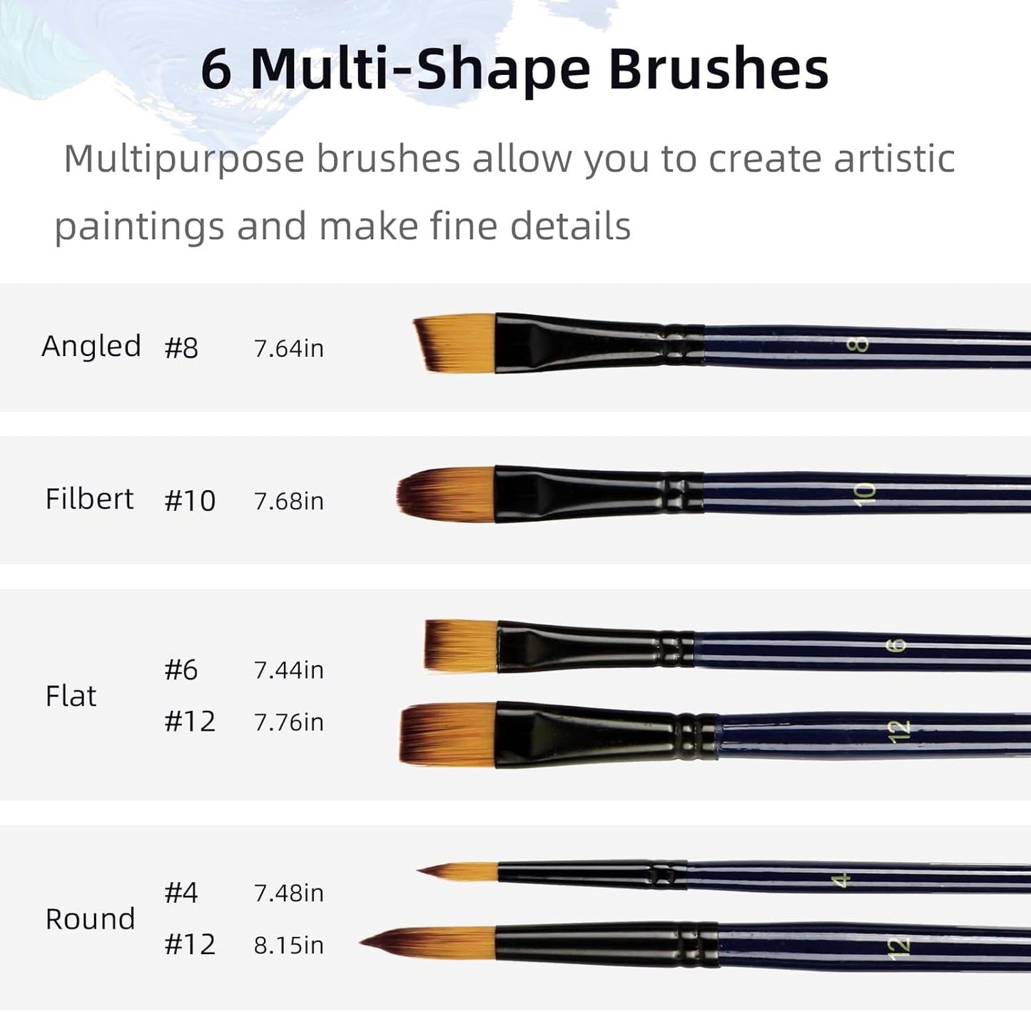 Falling in Art Acrylic Paint Set, 12 Tubes Non-Toxic Rich Pigments Colors with 6 Paintbrushes, Ideal for Painting on Canvas, Wood, Fabric, Craft Paint Set for Beginners and Artists