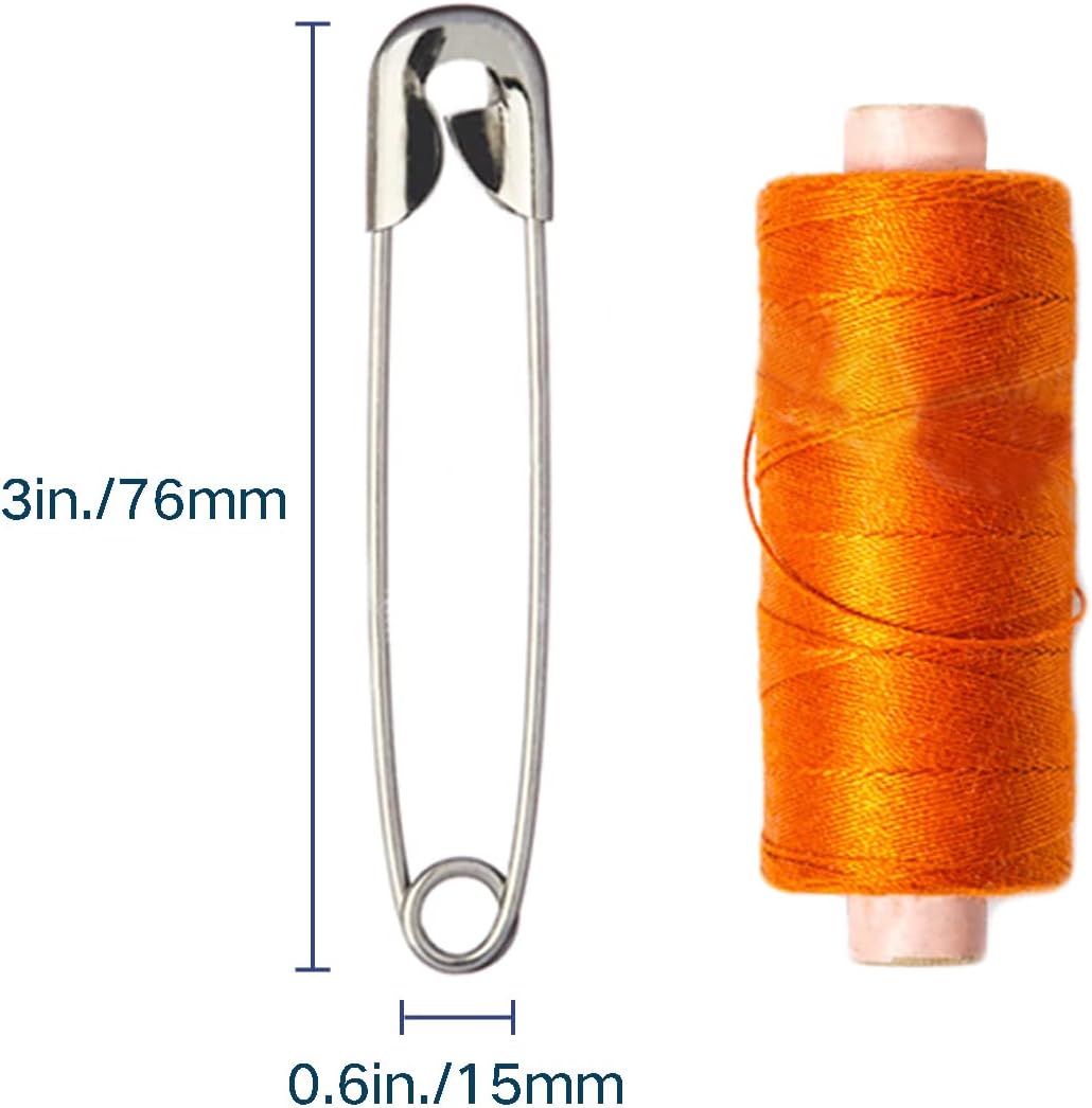 vrupin 50PCS Safety Pins, 3Inch/76mm Safety Pins Metal Nickel Plated Steel Sewing Accessories Kit for Baby Clothing, Crafts & Arts