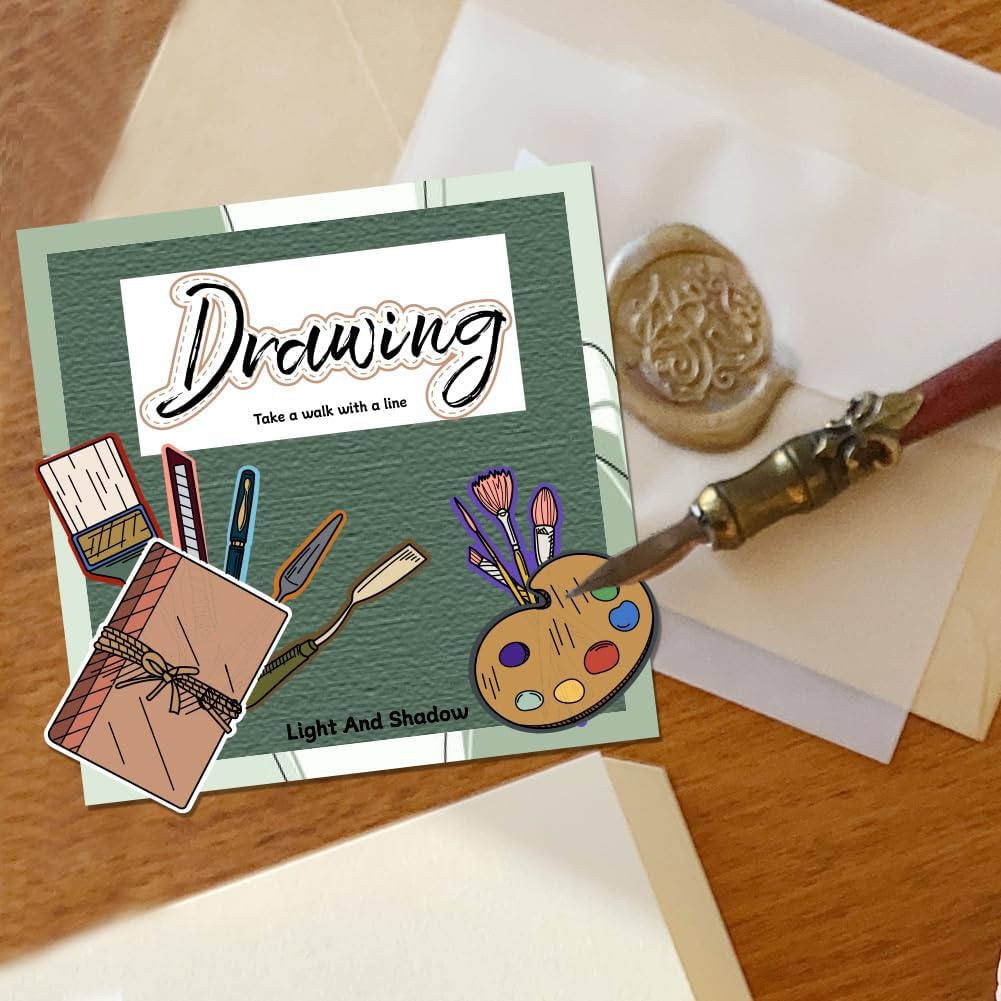 Painting Tools Clear Stamp for Scrapbooking Paint Brush Silicone Clear Stamp Pen Spatula Palette Rubber Transparent Seal Stamps for DIY Handbook Card Making Photo Album Journal Decoration