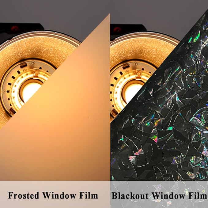 100% Light Blocking Privacy Window Film Blackout 3D Prism Sliding Glass Door Tint Room Darkening Rainbow Static Cling Heat Control Anti UV Removable Cover Decal Contact Paper Home Office,23.6x78.7in.