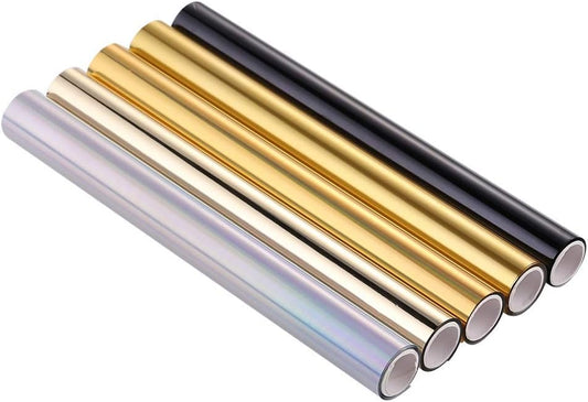 Transfer Foil Paper Bundle for Foil Quill/Heat Foil Pen/Hot Foil Stamping Machine,7.6inchx16.4ft Heat Transfer Foil Roll,5 Assorted Colors Hot Foil Roll Transfer Foil Roll for Craft Card Making
