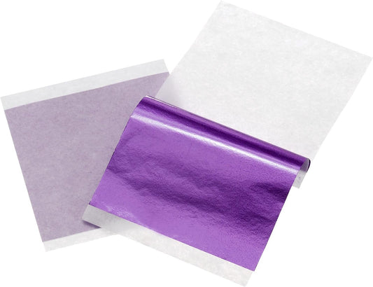 uxcell 100pcs Leaf Sheets, 3.5" x 3.5" Foil Sheets Paper Sheets for DIY Crafts Painting Nails Resin Furniture Decoration(Dark Purple)