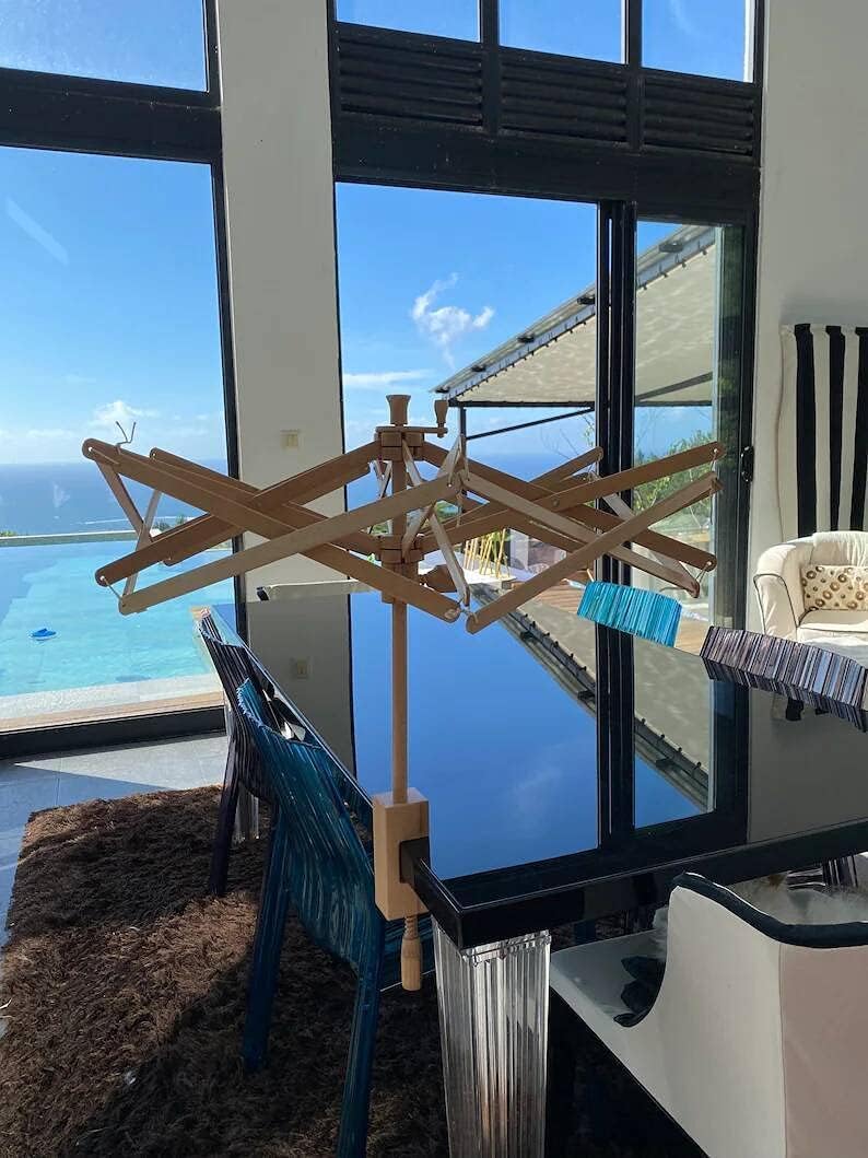 Beechwood Umbrella Swift Yarn Winder | 24" Extra-Large Wooden Ball Winder for Skeins & Hanks | Smooth Rotating Swift for Knitting & Crocheting