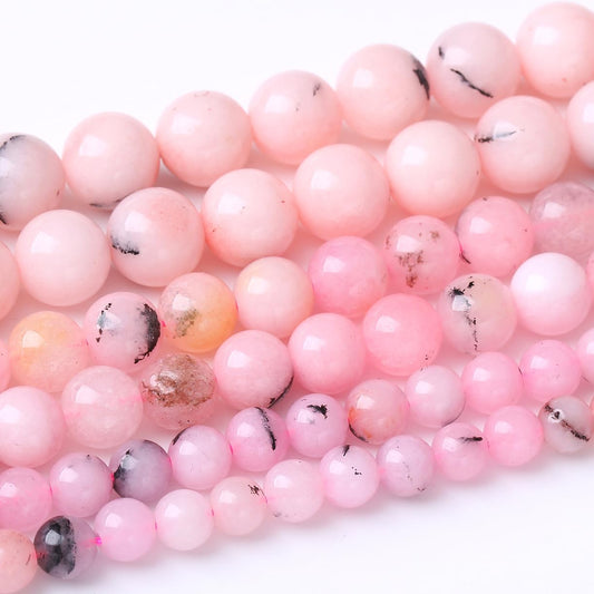 35PCS 10MM Natural Pink Opal Stone Stone Beads for Jewelry Making DIY Energy Stone Healing Power Bracelet 15"