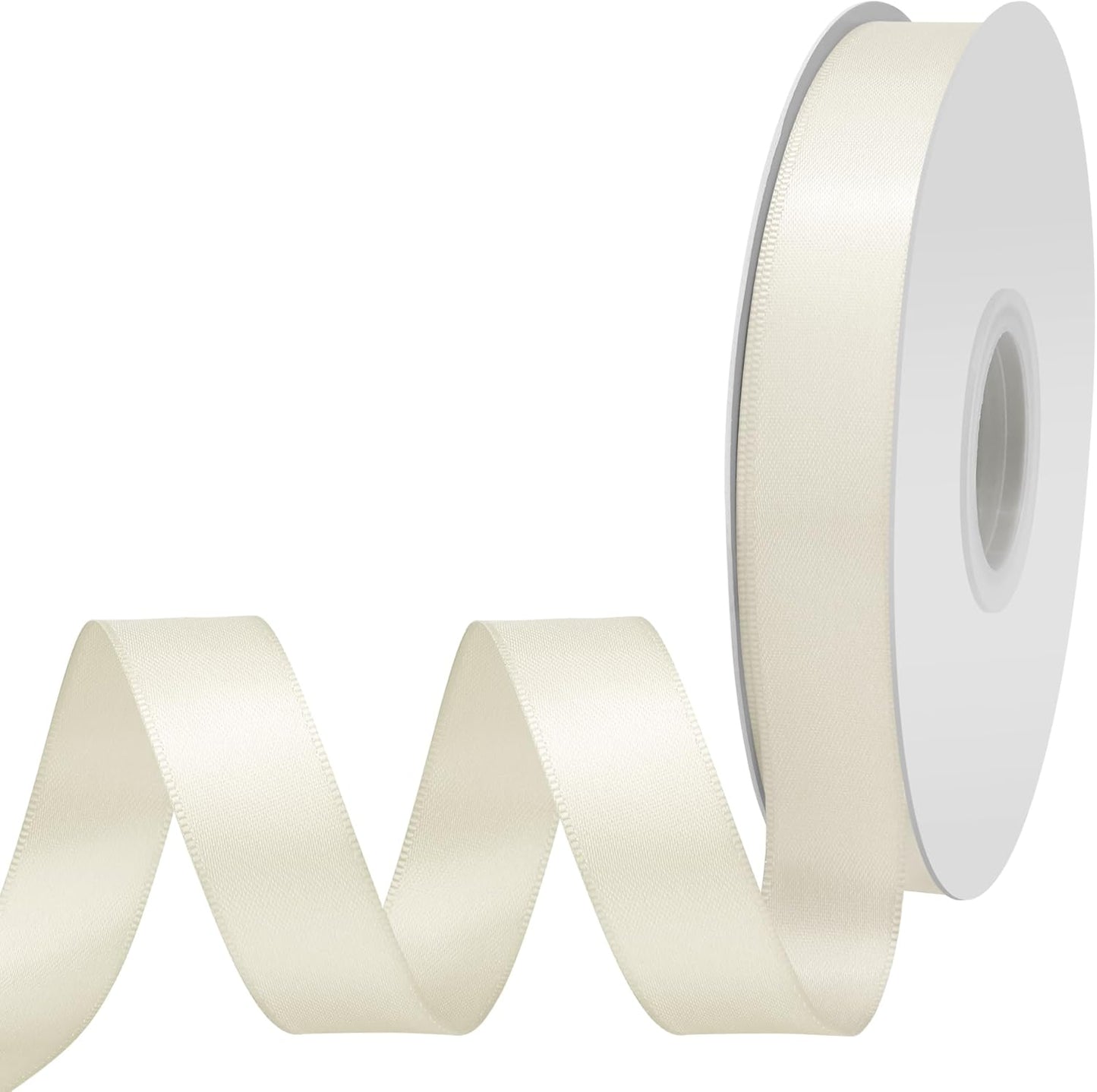 Ivory Satin Ribbon 3/4" X 50 Yards Solid Color Double Faced Ribbons Perfect for Crafts Wedding Decor Bow Making Arts Sewing and More