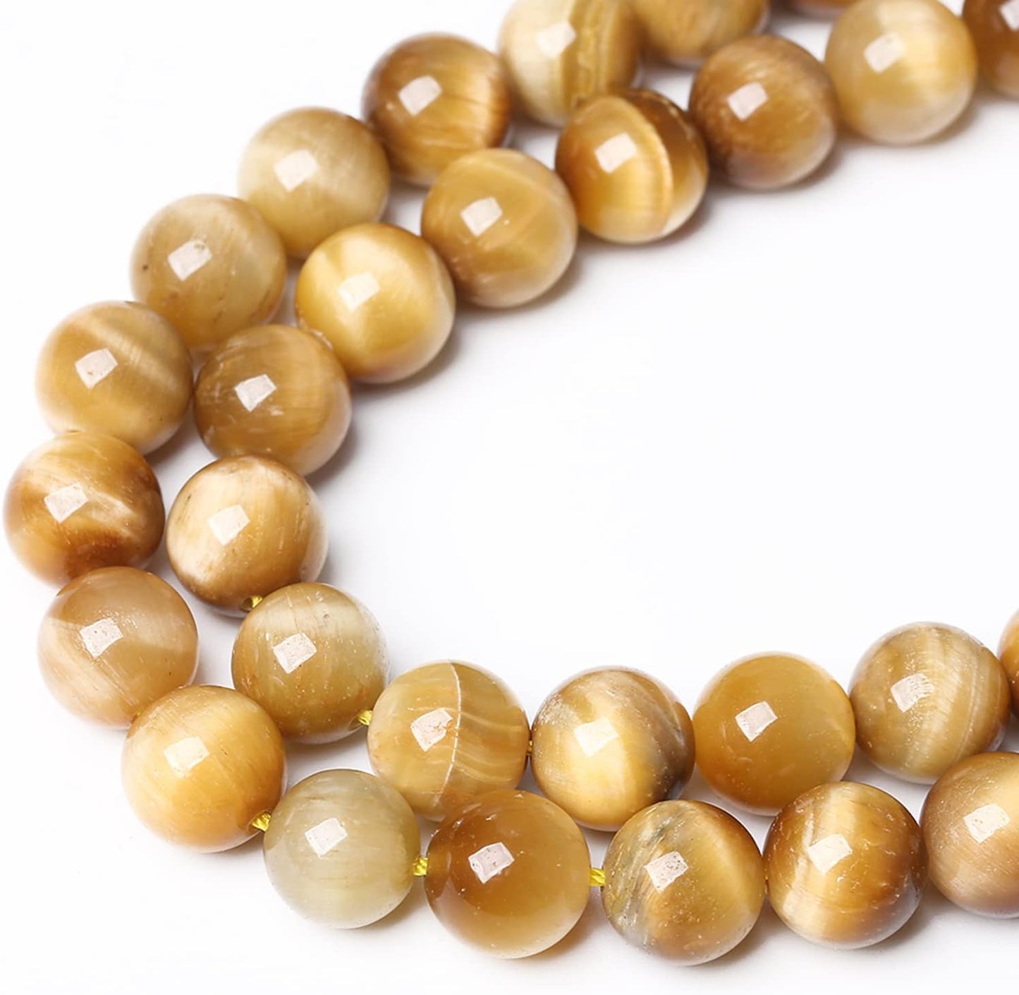 76PCS 10mm AAA Natural Tiger Eye Stone Beads Gemstone Round Spacer Loose Beads for Jewelry Making DIY Bracelet,Necklace, Earrings 2 Strand 32"