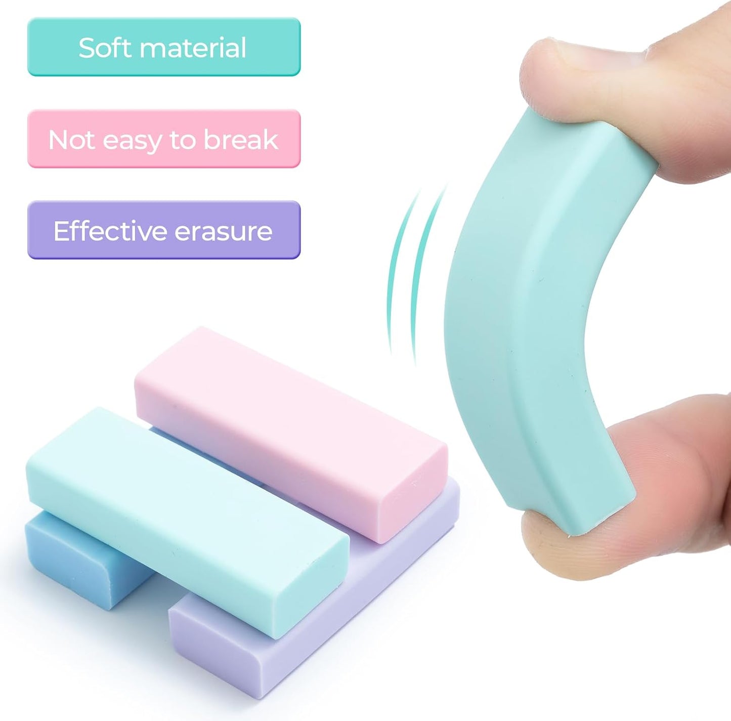 M&G 4 Pcs Cute Erasers for Kids Sliding Retractable Pencil Erasers, Push Pull Design Cute Erasers Stationery Supplies for Kids Back to School Supplies for Office