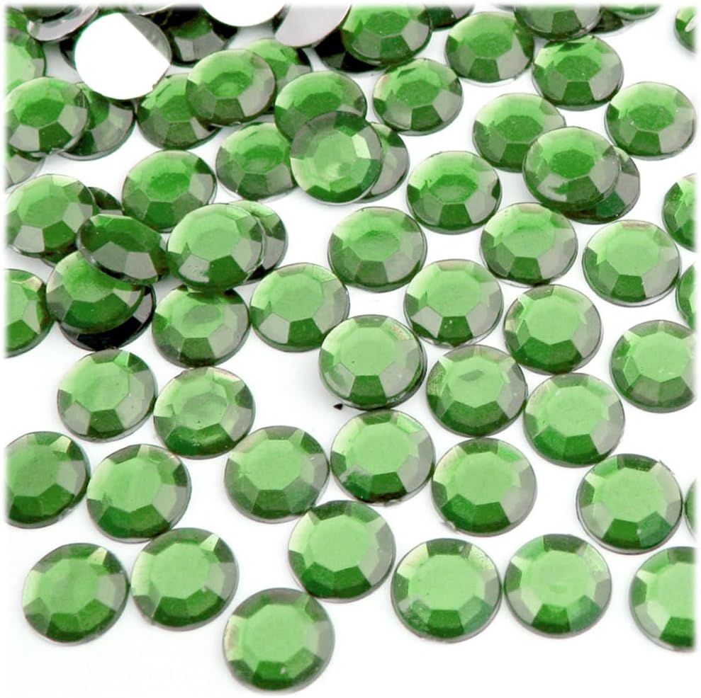The Crafts Outlet 144pc Rhinestones Round 10mm - Flatback Emerald Green EGR