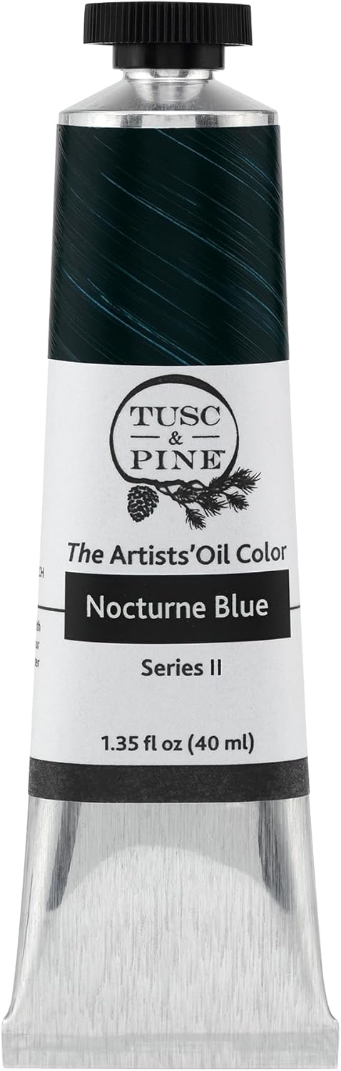 Tusc & Pine Artist Oil Paint - Nocturne Blue, 40 ml, Non-Yellowing, Rich & Creamy Consistency, Maximum Pigment Load, Small Batch Milled Oil Paints Made in the USA for Professional Artists