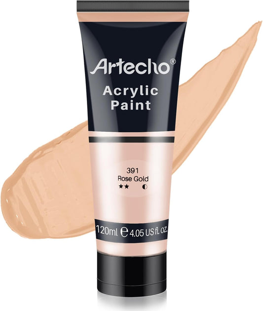 Artecho Acrylic Paint, Rose Gold Paint (120ml / 4.05oz) Tubes, Art Craft Paints for Canvas, Rock, Stone, Wood, Fabric, Art Supplies