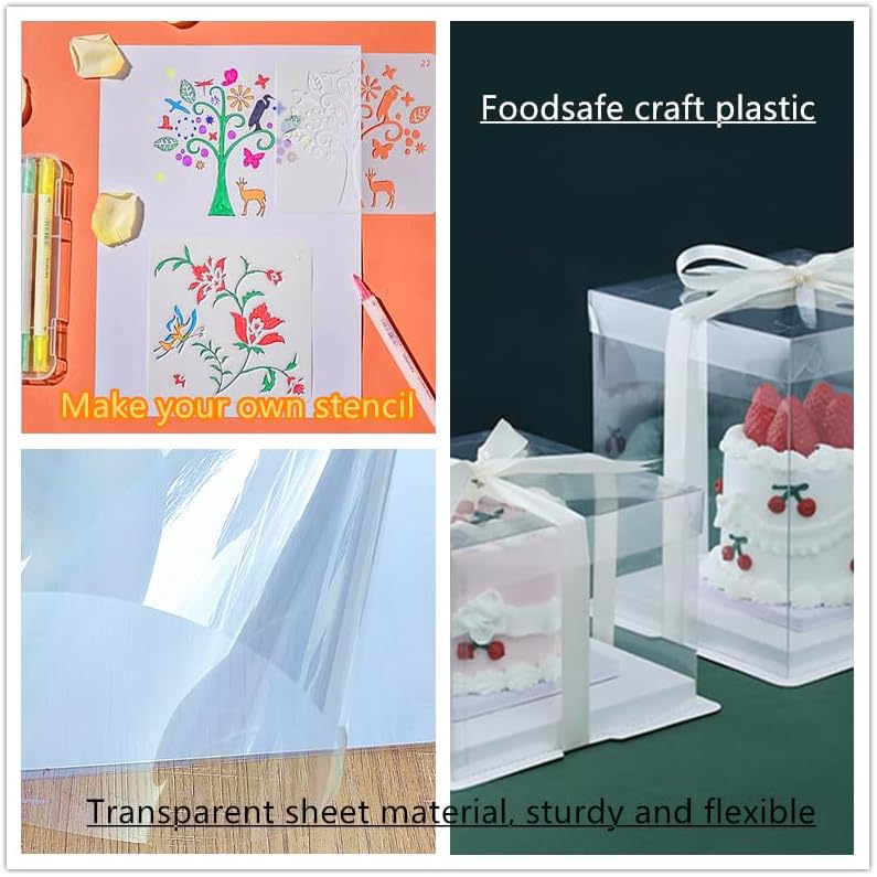 Transparent Blank Mylar Stencil Sheets for Cutting, Gift, 24" x 36" 10 mil/0.25mm Thick 5 Sheets.Acetate Template Material, Craft Plastic Sheets (24×36” /10 mil)