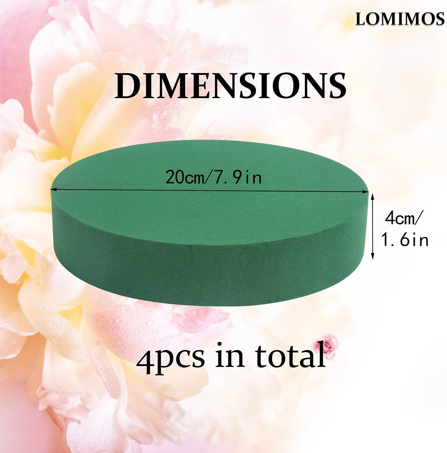 LOMIMOS 8'' Large Round Floral Foam,Florist Green Blocks Supplies for Flower Arrangement Decorations DIY Craft,Pack of 4