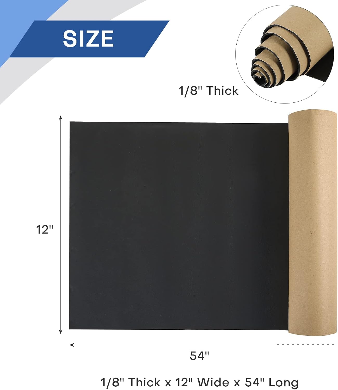 MYFULLY Sponge Neoprene Roll with Adhesive, Waterproof Foam Rubber Sheet Cut to Multiple Dimensions and Lengths for Shock Pad, Gaskets, DIY, Crafts (1/8" Thick x12 Wide x 54" Long)