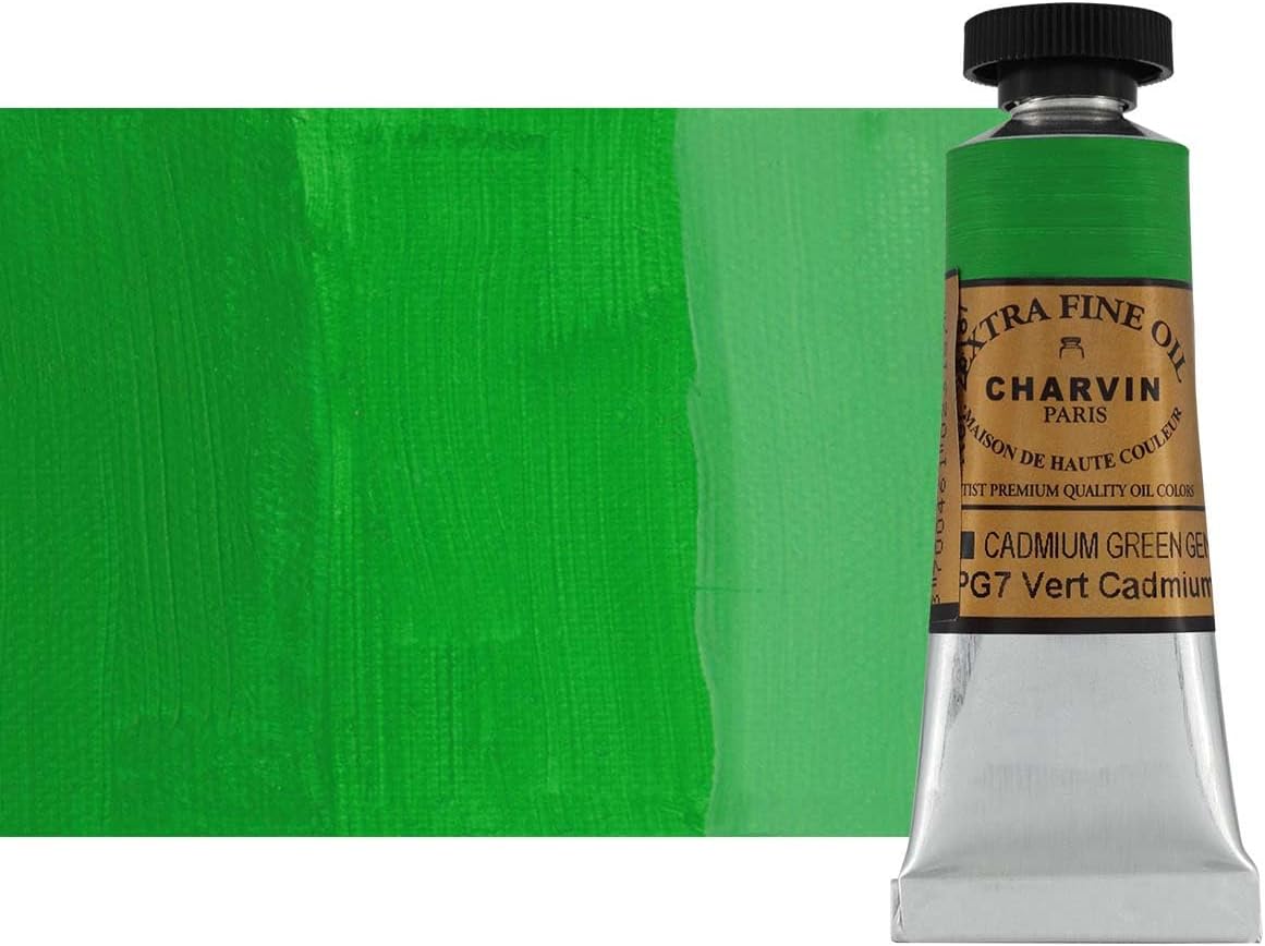 Charvin Extra Fine Oil Paint, Cadmium Green 20 mL - Triple-Milled, Rich Texture, Poppy Oil-Based, Light-Fast, Handmade, Archival Quality