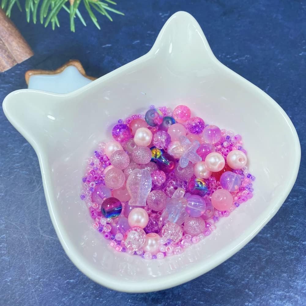 Assorted Glass Resin Beads Multi Size Colors Smooth Cracked Gravel Millet Spacer Beads for Bracelets Necklace Earring DIY Jewelry Making Craft(Sakura Pink Series)