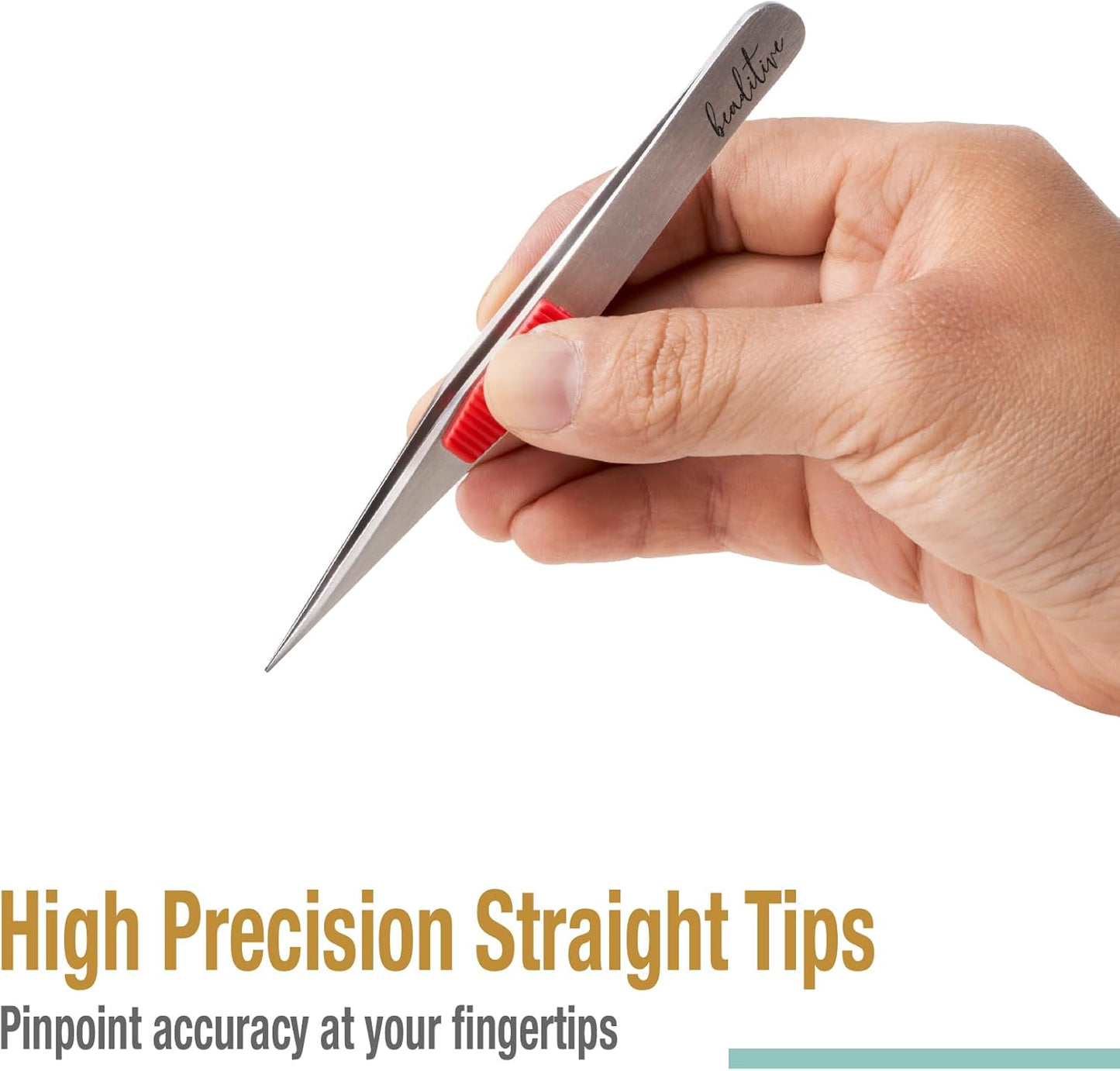 Beaditive High Precision Heavy-Duty Tweezers With Cushion - 4.7" Craft Tweezers for Sewing, Beading & DIY Crafts - Non-Serrated, Fine Point Tips - Stainless Steel Needle Nose Hobby Tweezers (Fuchsia)