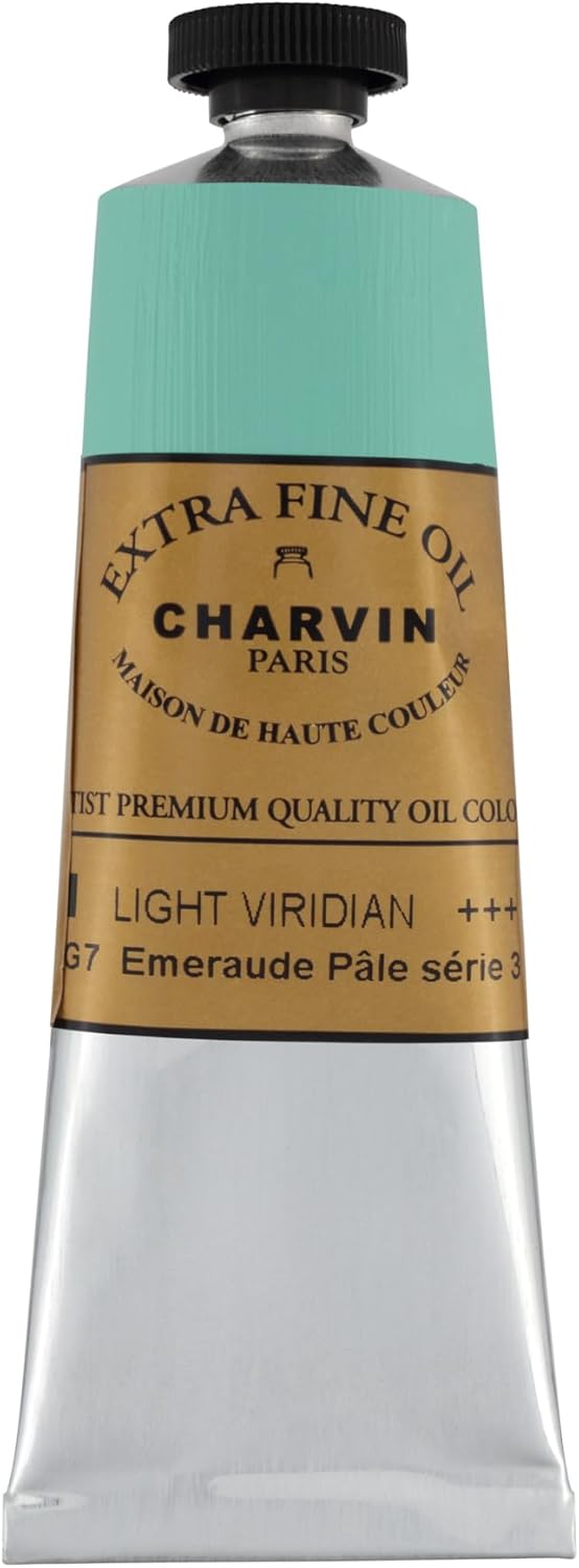 Charvin Extra Fine Oil Paint, Viridian Light 60 ml - Triple-Milled, Rich Texture, Poppy Oil-Based, Light-Fast, Handmade, Archival Quality