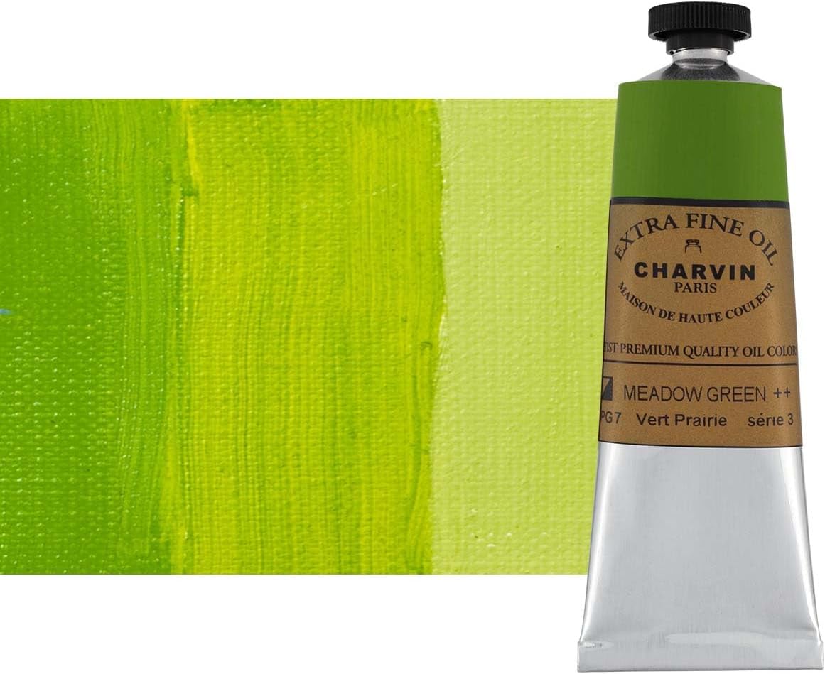 Charvin Extra Fine Oil Paint, Meadow Green 60 mL - Triple-Milled, Rich Texture, Poppy Oil-Based, Light-Fast, Handmade, Archival Quality
