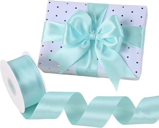 Lt.Blue Satin Ribbon 1-1/2" X 50 Yards Solid Color Double Faced Ribbons Perfect for Crafts Wedding Decor Bow Making Arts Sewing and More