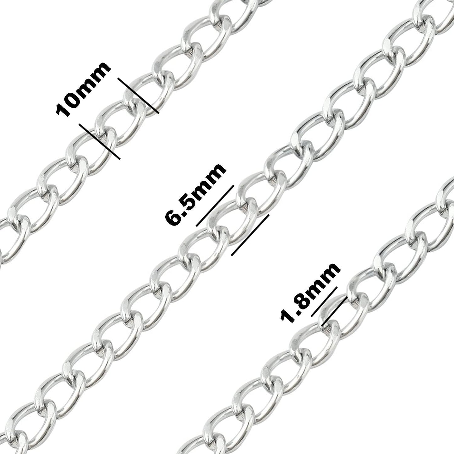 Jishi 16ft Aluminium Curb Chain Roll, Thick Twisted Chain Links, Silver Plated Metal Craft Chain Curb Link Chain Spool for Jewelry Making Necklace Bracelet DIY Crafts, Jewelry Making Findings Supplies