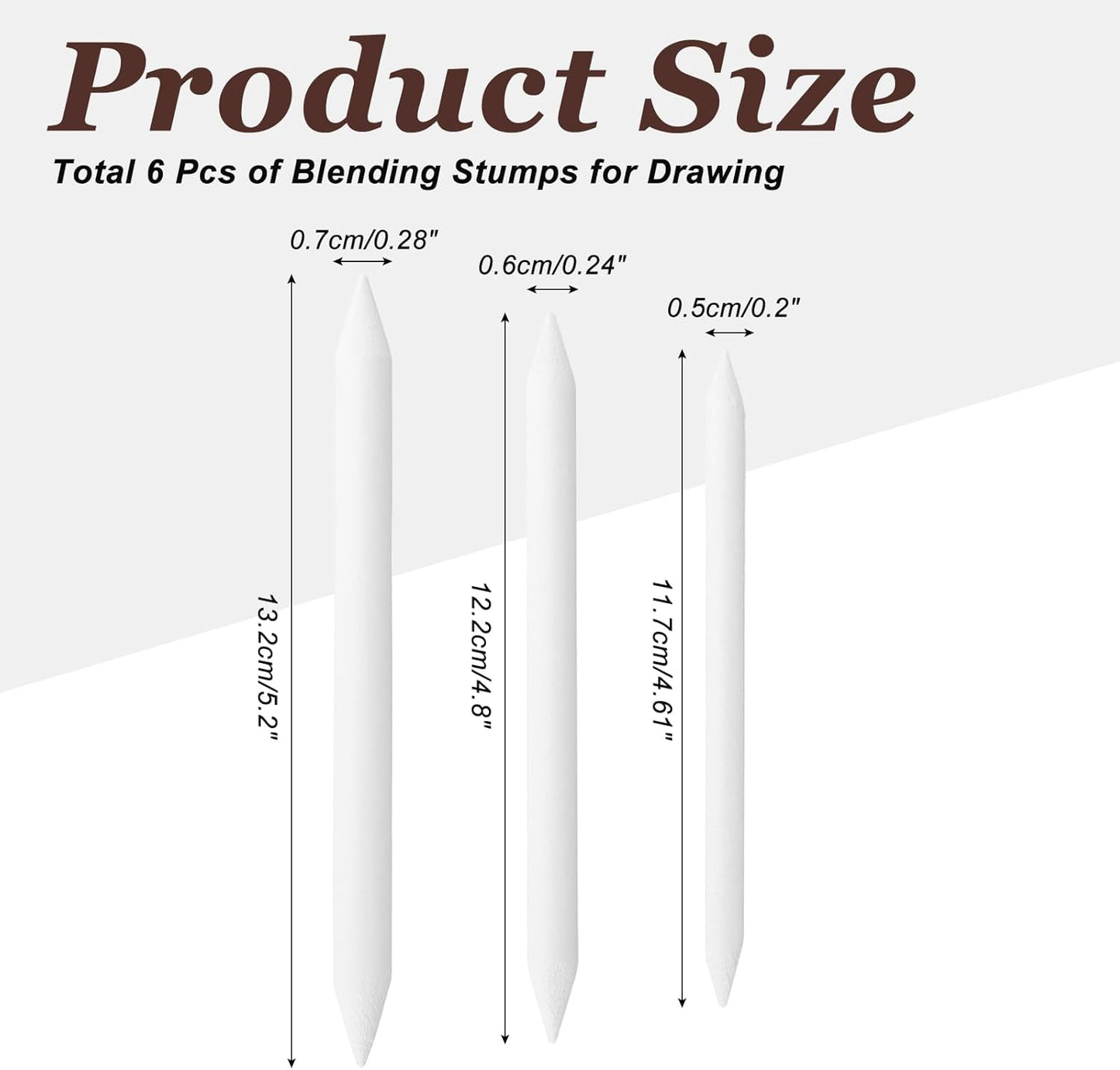 MECCANIXITY Blending Stumps for Drawing, Tortillions Paper Art Blenders Sticks Pencils Sketch Drawing Tools for Artist Charcoal Sketch Shading Oil Pastel (White, Pack of 3)