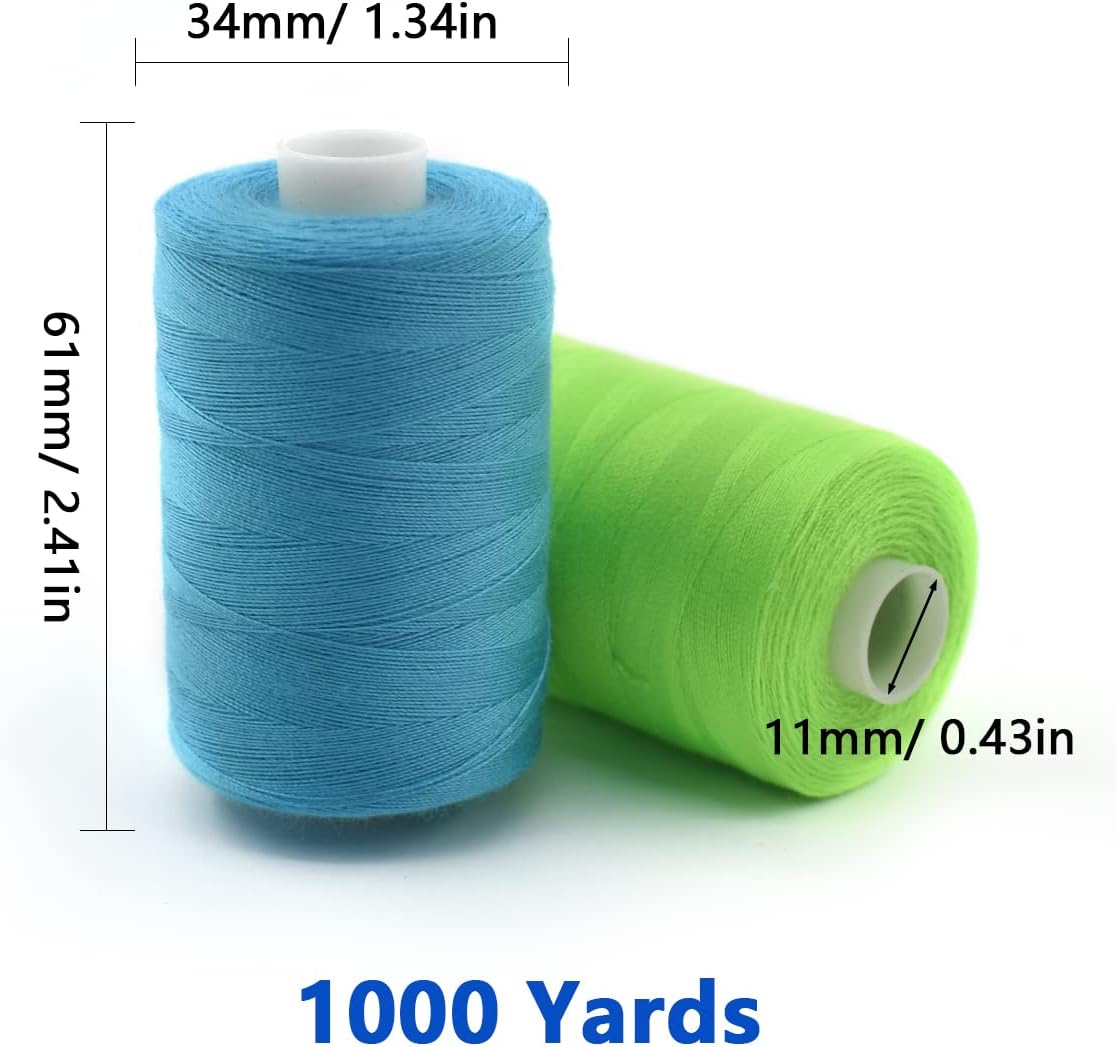 Sewing Thread 10 Color Sewing Industrial Purpose 1000 Yards Per Spool 40S/2 Polyester for DIY Sewing Machine,Embroidery Machine,Hand Sewing (Bright Color Mixing)