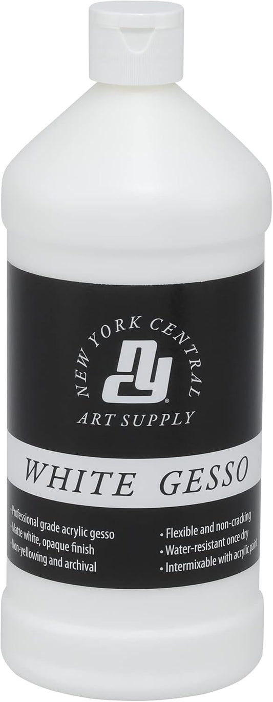 Acrylic Gesso - White Professional Grade Gesso for Painting, Acrylic, Oil, Pastels, & More! - 32 oz Bottle