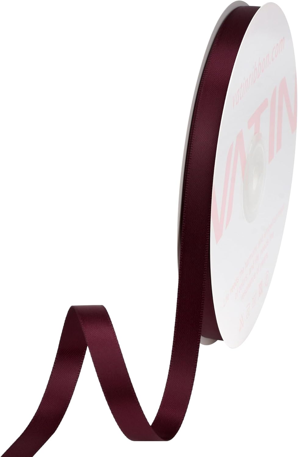VATIN Double Face Burgundy Satin Ribbon 3/8" Continuous 50 Yards,Burgundy Polyester Fabric Ribbon use for Bows Bouquet, Gift Wrapping, Floral Arrangement Wedding Decoration