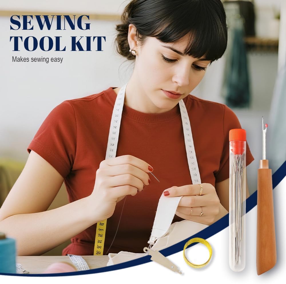 37PCS Sewing Tool Set, 2026 New Big Eye Steel Sewing Needles Kit, Stainless Steel Needles for Hand Sewing Kit, Portable DIY Hand Made Craft Set for Handcraft Lovers (37 Pcs)