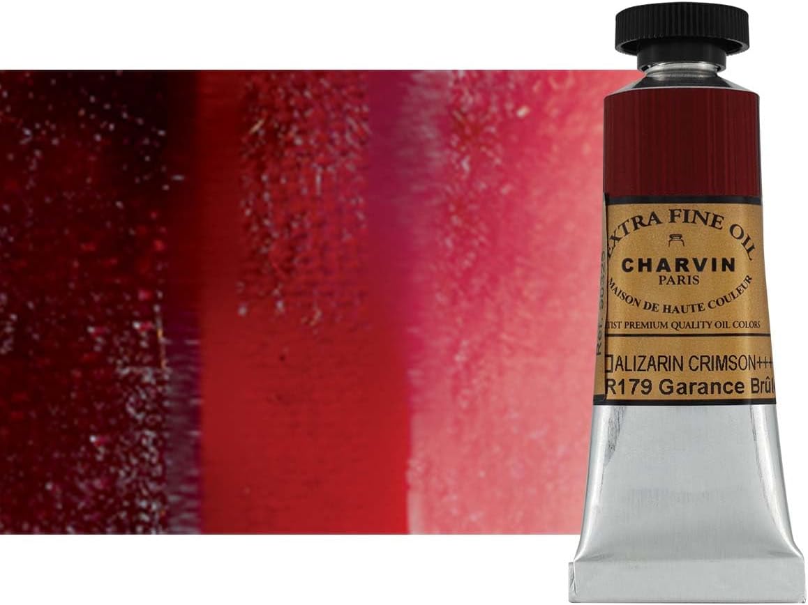 Charvin Extra Fine Oil Paint, Alizarin Crimson 20 mL - Triple-Milled, Rich Texture, Poppy Oil-Based, Light-Fast, Handmade, Archival Quality