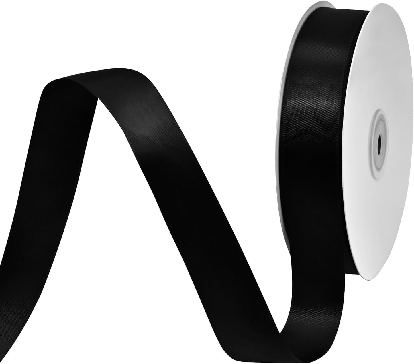 Black Satin Ribbon 1" X 50 Yards Solid Color Double Faced Ribbons Perfect for Crafts Wedding Decor Bow Making Arts Sewing and More