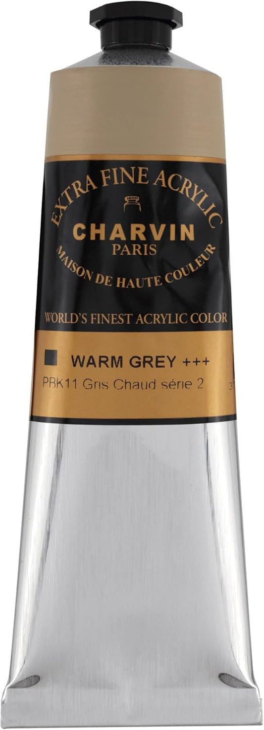 Charvin Extra Fine Professional Artist Acrylic Paint Colors, Nature Themed Hues, 150ml Warm Grey