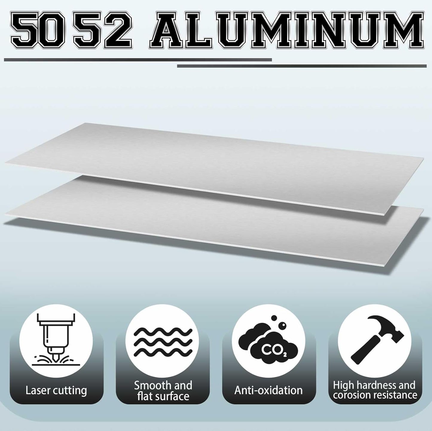 2 Pack 5052 Aluminum Sheet Metal 2" x 12" Aluminum Plate 1/8 (0.125'') Inch Thickness Rectangle Metal Panels for Industry Crafting Handcraft DIY Projects