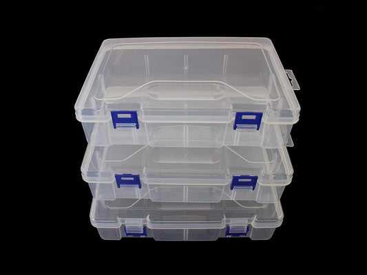 3pcs Clear Plastic Organizer Container Box, Containers Storage with Snap-tight Closure Latch For Pencils, Puzzles, Small Toys,Jewelry Making & Sewing Crafts (3pcs Large Box)