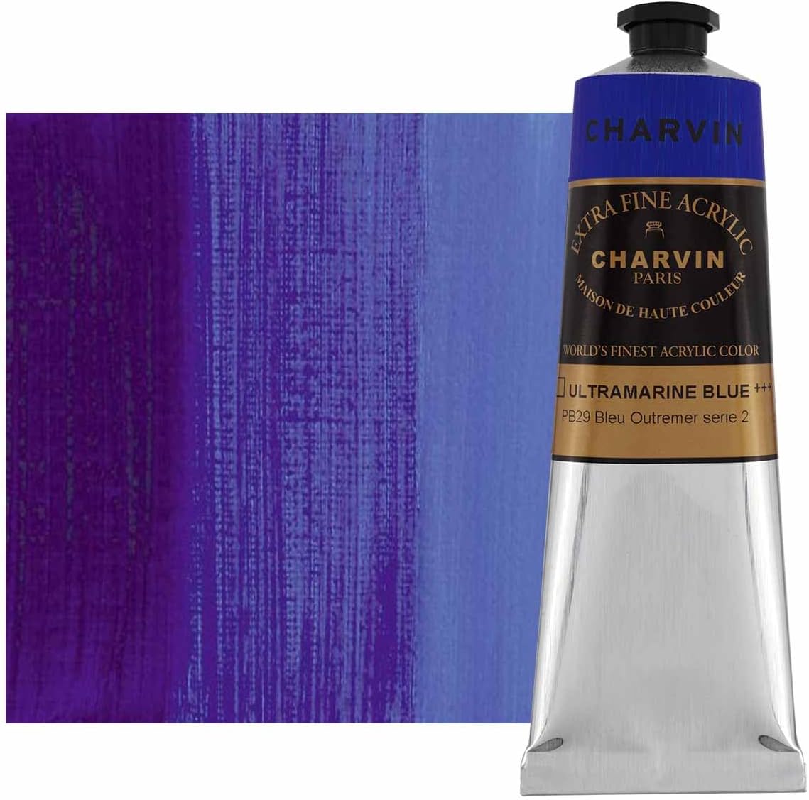 Charvin Extra Fine Professional Acrylic Paint - Ultramarine Blue, 150ml Tube, Triple-Milled, Lightfast Pigments, Open Stock Artist Acrylic Paints in Nature-Inspired Hues