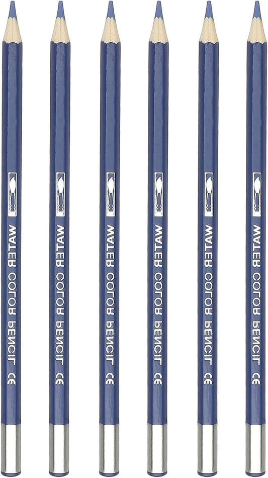 PATIKIL Watercolor Pencil, 6Pcs Water Soluble Pencils for Blending, Coloring, Sketch Drawing, Painting, Ocean Blue