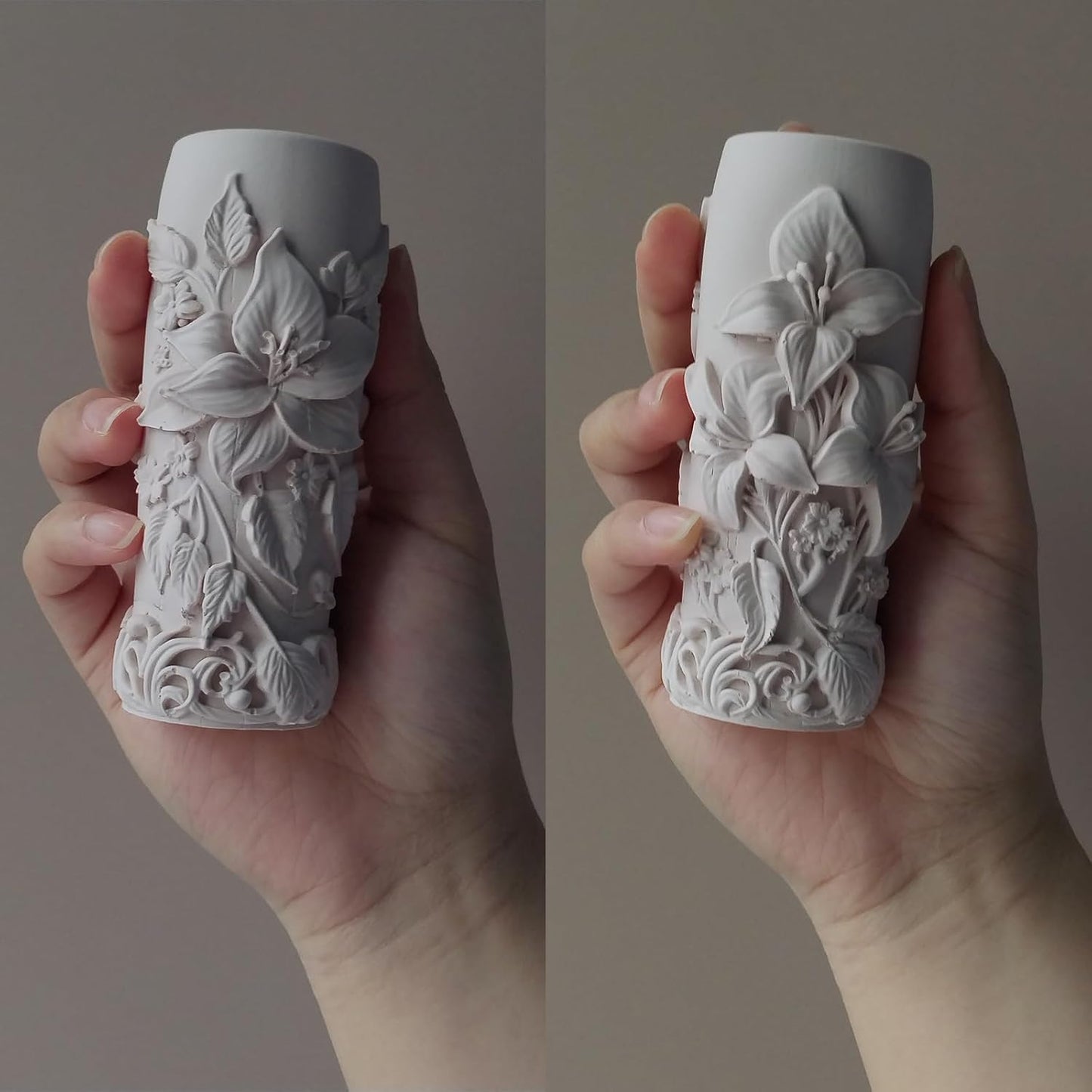 Elegant Lily Embossed Candle Molds for Candle Making, 3D Flower Silicone Molds for Candle Soap Wax Resin Clay, Blooming Lily Chocolate Cake Fondant Molds, DIY Floral Art Craft Wedding Decor