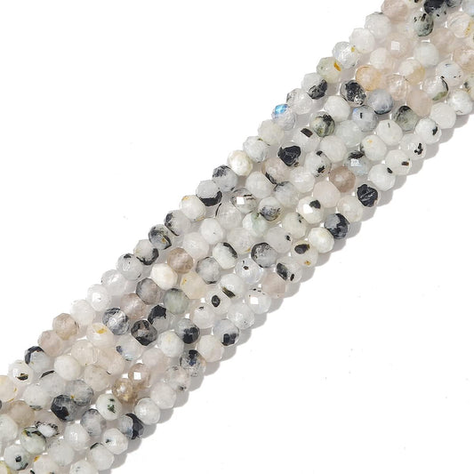 Natural White Spectrolite Beads 4x2mm 120pcs Faceted Rondelle Loose Semi Gemstone Beads for Jewelry Making Design