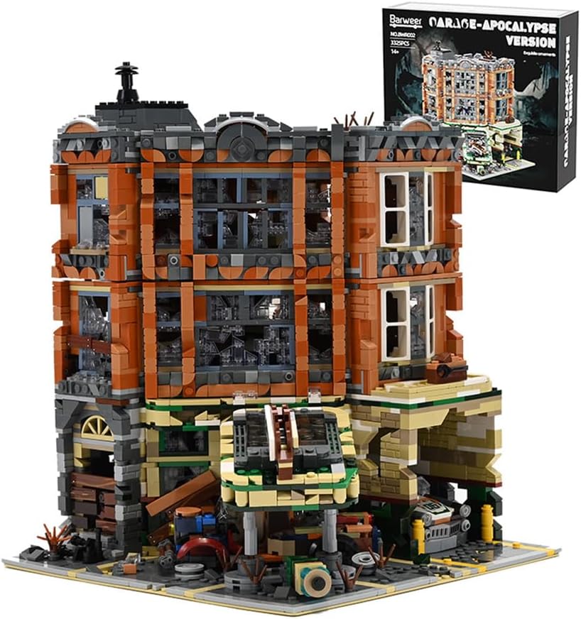 Retro Modular Buildings City Sets,Abandoned Expert Garage and Rusted Cars,City Modular Collection Kit,3325 pcs for Adults & Teen